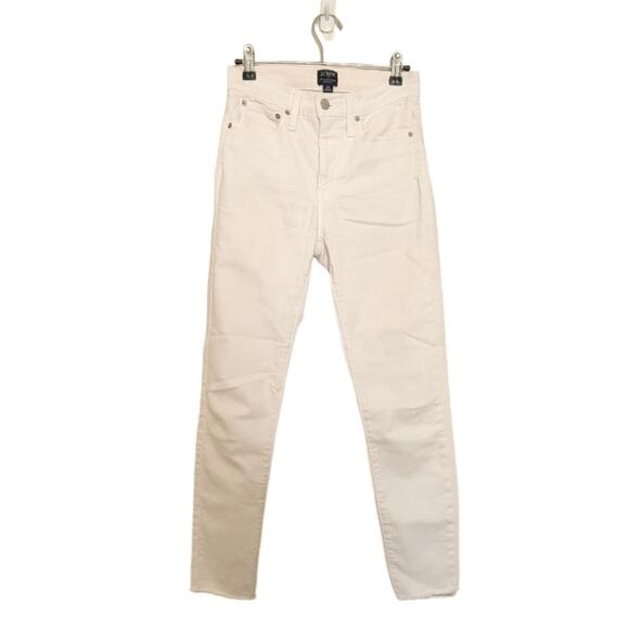 Size 25 J. Crew white high rise skinny jeans with raw hem - Picture 1 of 6